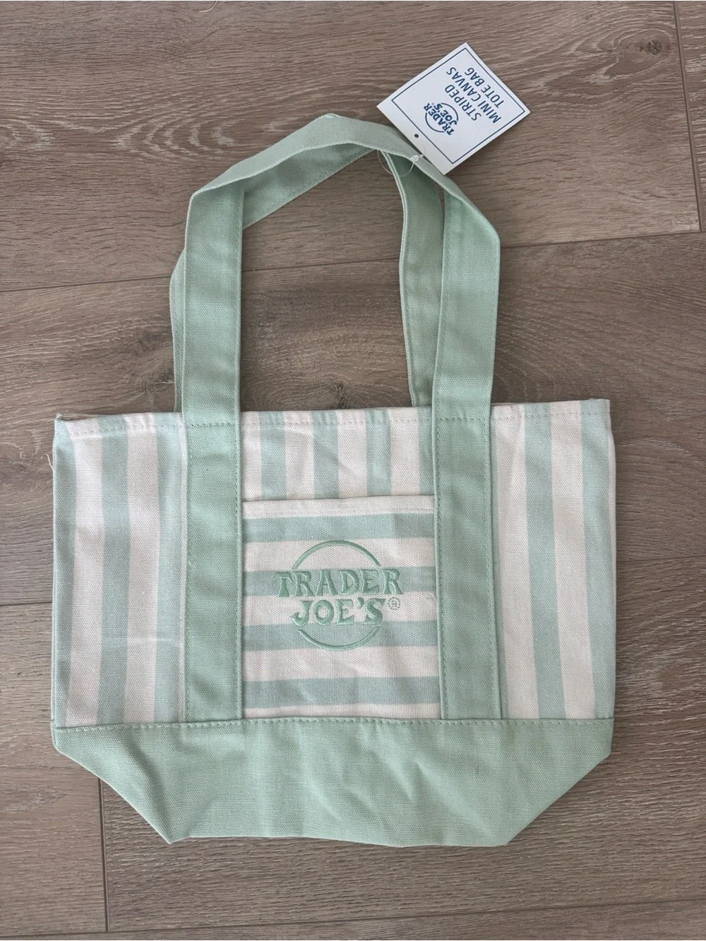 Trader Joe's Pastel Striped Mini Canvas Tote Set of 4: Pink, Blue, Green, Beige